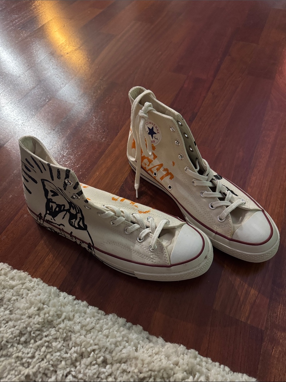 Rare Andy warhol artwork work Converse High Top Sneakers in Cream